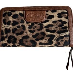 Dolce & Gabbana Brown and Black Leopard Zip Wallet